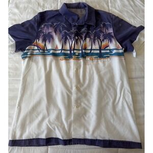 Vintage 80s Single Stitch Beach Sail Surf Button Up Short Sleeve Men's XL/XXL